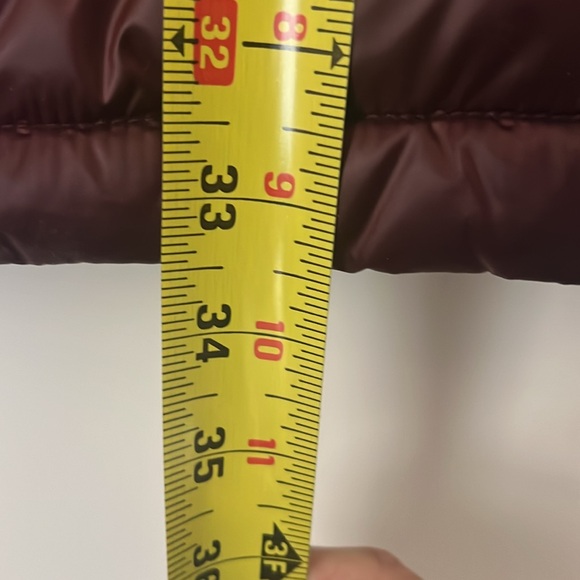 Michael Kors Chevron Puffer Down Coat Faux Fur Trim Removable Hood Ruby SM NWT - Picture 7 of 7